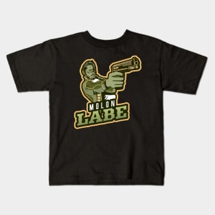 Man's Pointing A Gun | Molon Labe Kids T-Shirt